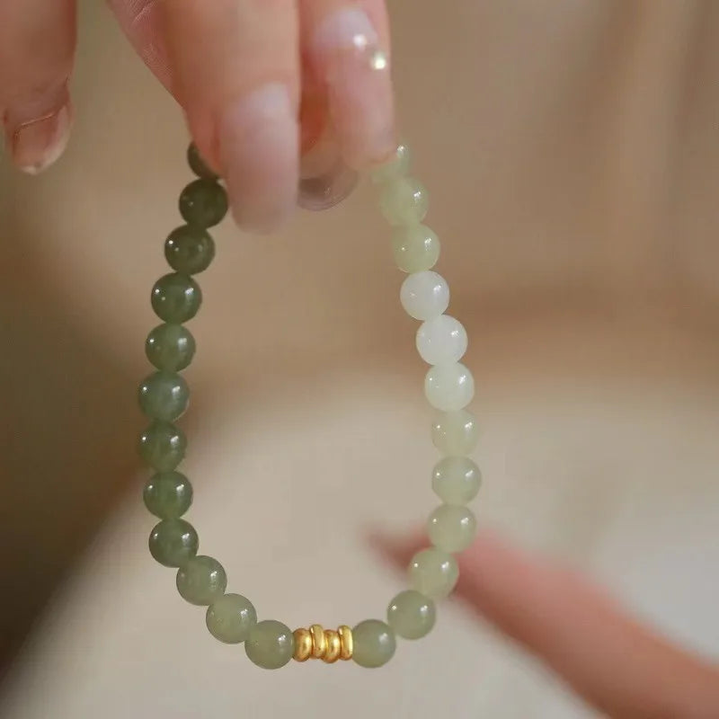 Natural Hotan Gradient Round Bead Bracelet for Her