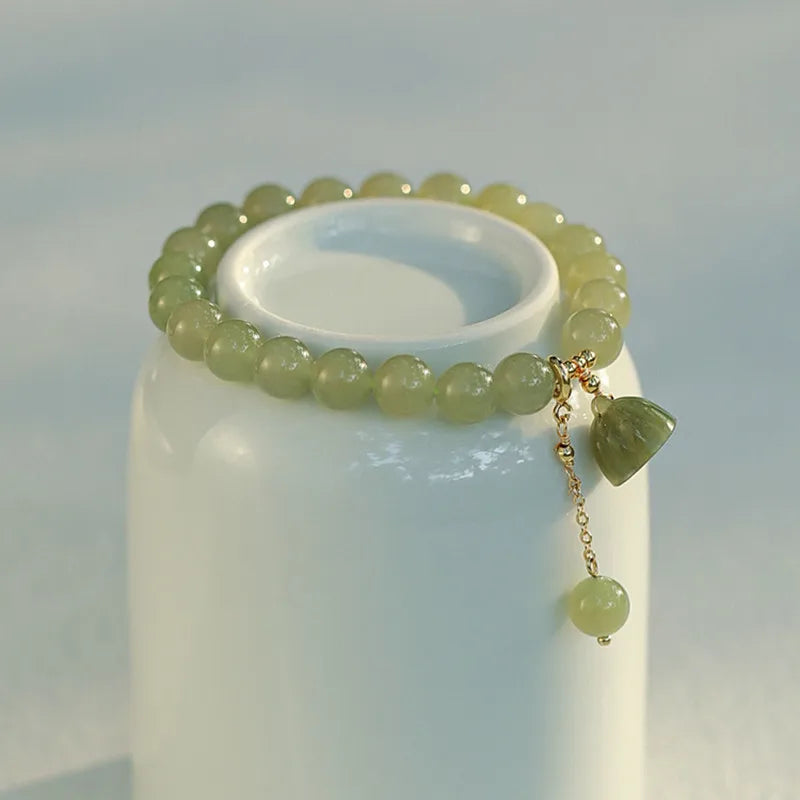 Lotus Pendant Hetian Jade Bracelet – Wedding Charm