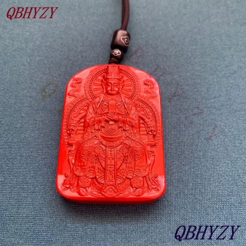 Natural Red Cinnabar Mazu Pendant Necklace — Feng Shui Guardian