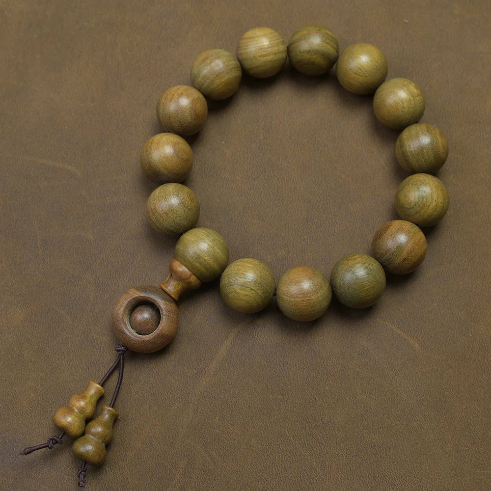 Green Buddha Sandalwood Bracelet — Ethnic Feng Shui Charm