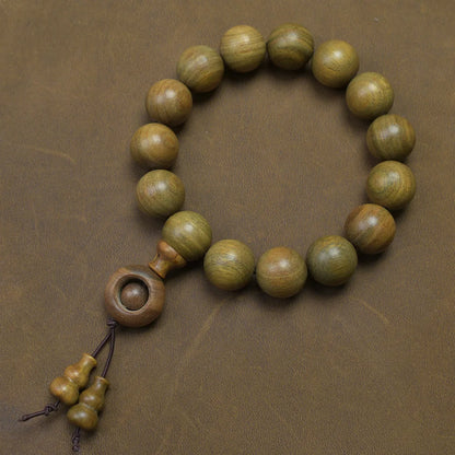 Green Buddha Sandalwood Bracelet — Ethnic Feng Shui Charm