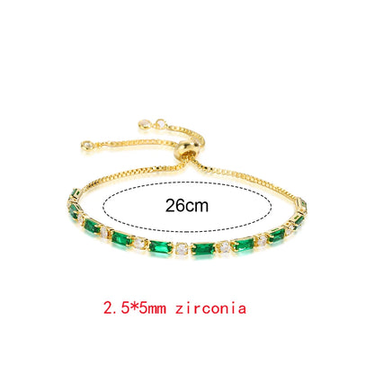 绿魅CZ微镶网球手链｜18K金电镀可调幸运护身手链