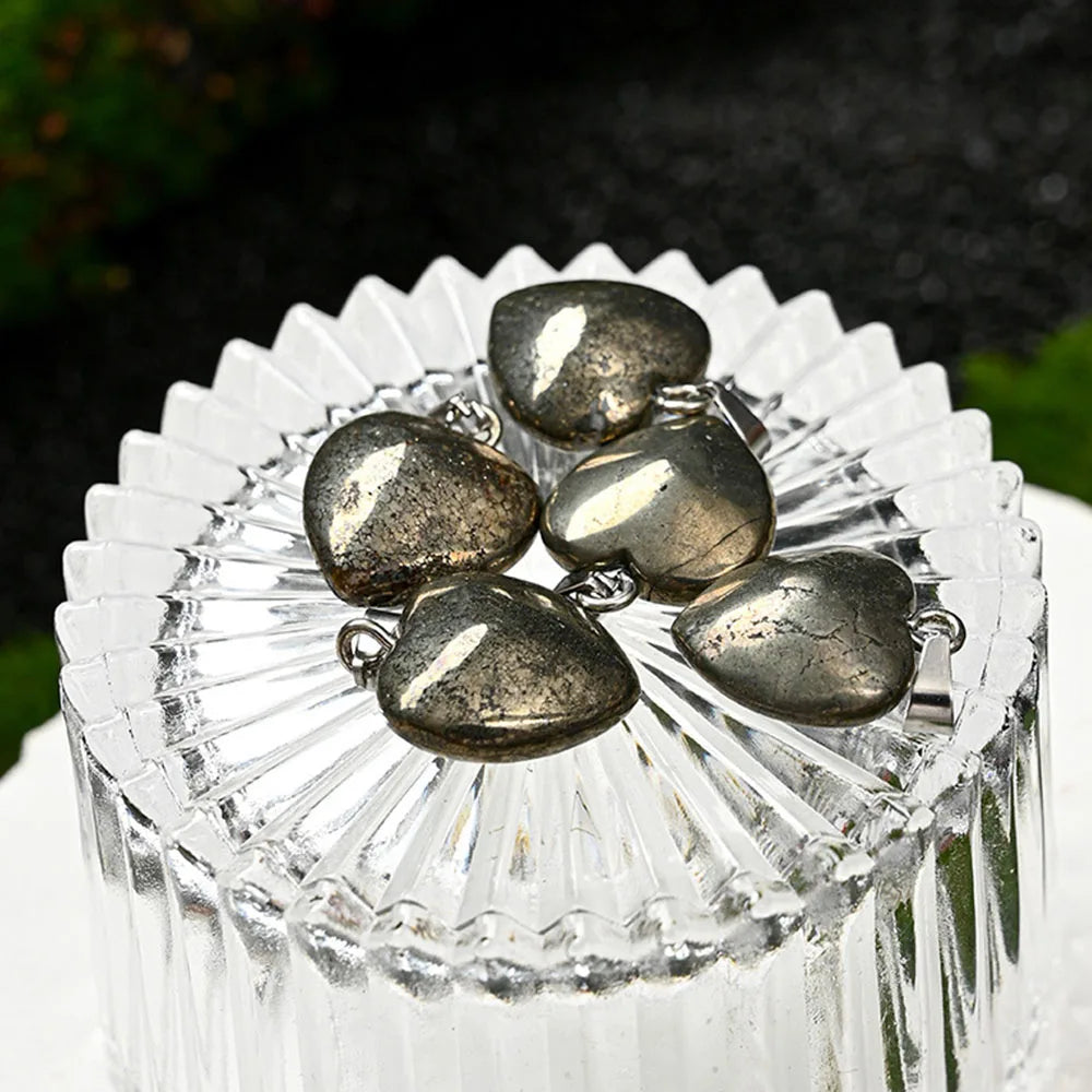 天然黄铁矿心形吊坠｜愚人金招财护主开运幸运挂件