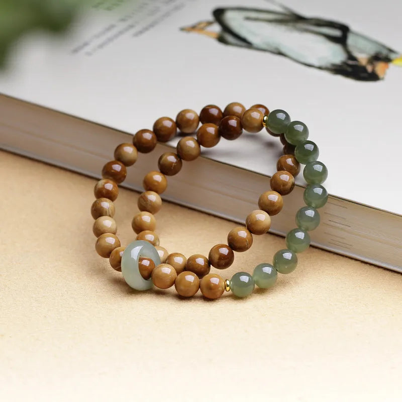 Hotan Jade 8mm Double-Layer Buddhist Bracelet｜Feng Shui Amulet