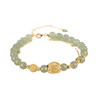 Dragon Zodiac Hetian Jade Double-Layer Lucky Bangle