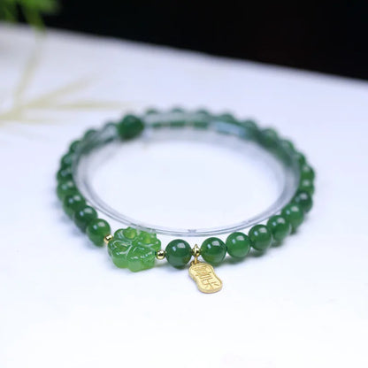 Lucky Jade Antique Gong Bell Bracelet — Boho Feng Shui Charm