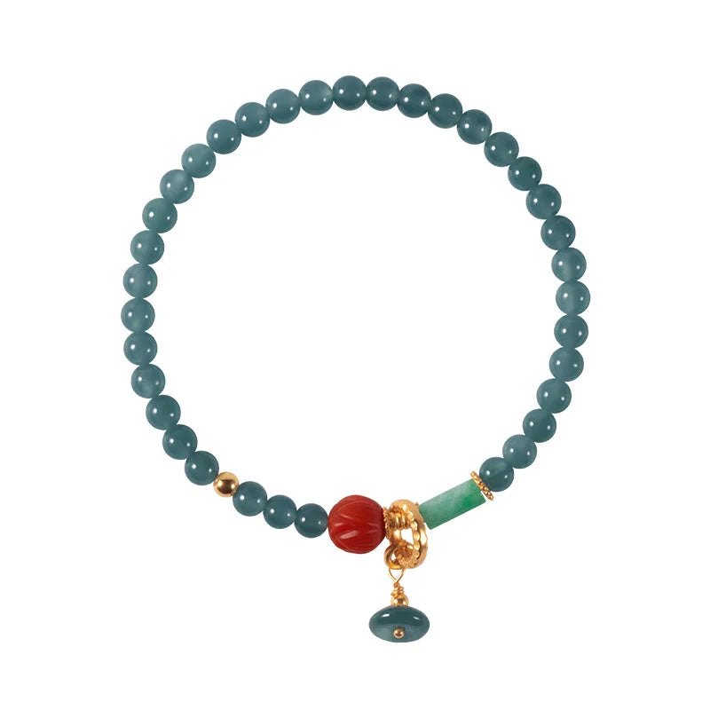 Hetian Jade 7mm Bead Bracelet with Pearl Accents Gift