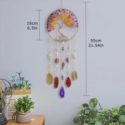 粉水晶生命之树捕光挂饰｜招爱转运能量水晶