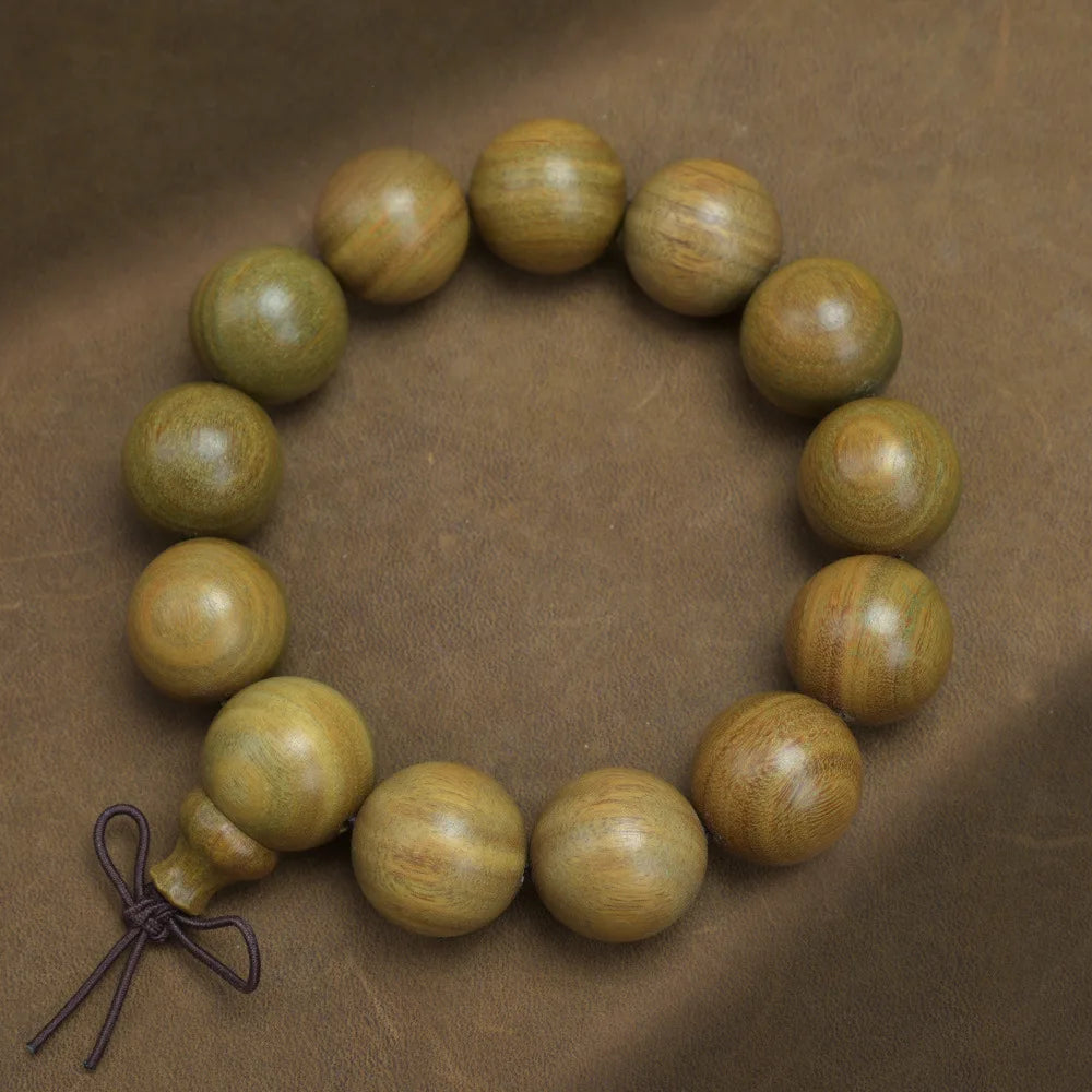 Green Buddha Sandalwood Bracelet — Ethnic Feng Shui Charm