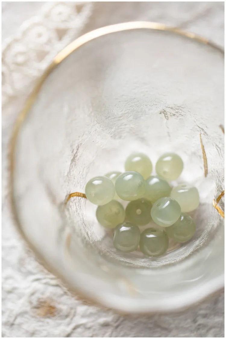 Hetian Jade 7mm Lotus String Bracelet — Nephrite Single Circle