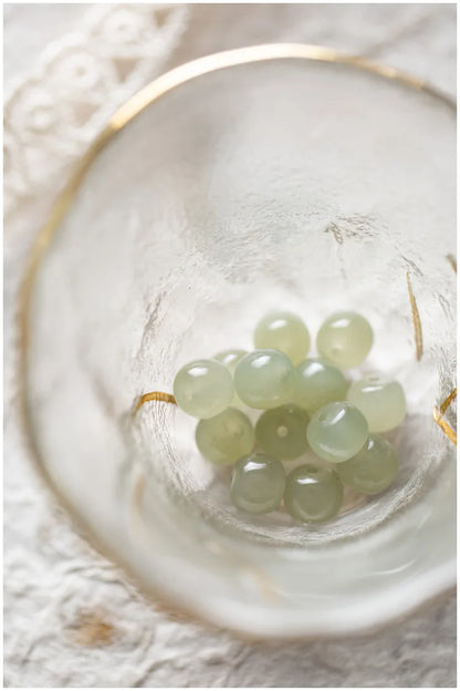 Hetian Jade 7mm Lotus String Bracelet — Nephrite Single Circle