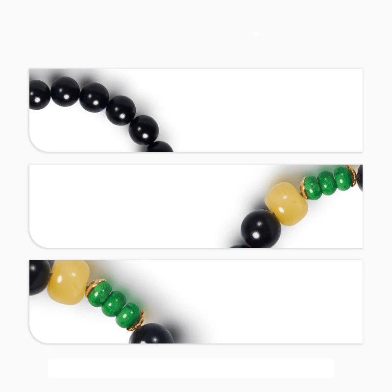 Obsidian & Purple Sandalwood Bracelet with 925 Needle