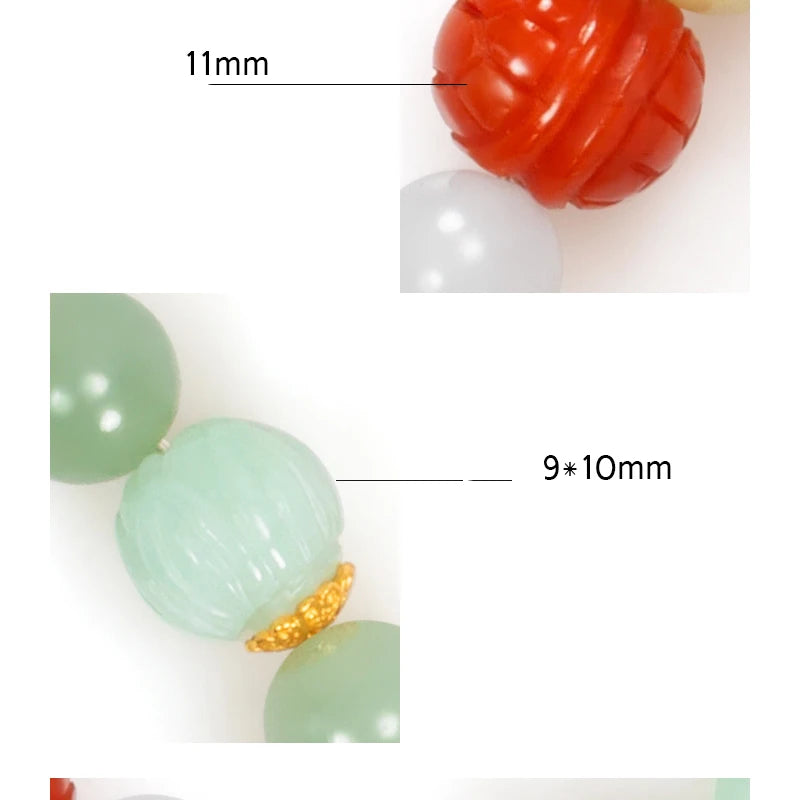 Natural Jadeite Beaded Bracelet | Vintage Ethnic Cord Pendant