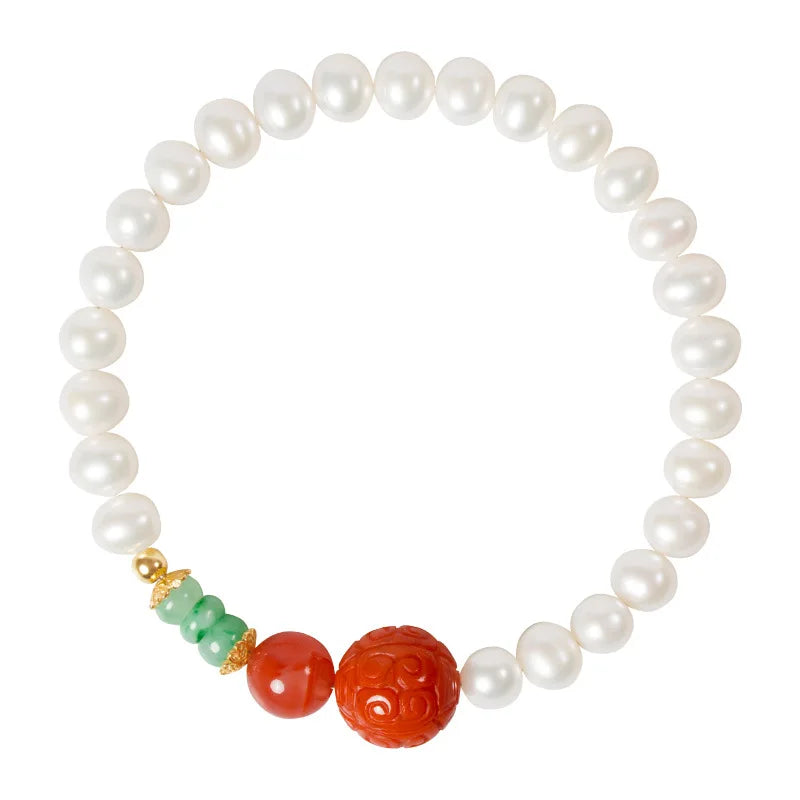 White Natural Freshwater Pearl Strand Bracelet｜Feng Shui Elegance