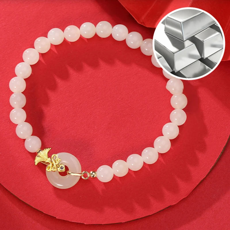 Hotan White Jade Donut Necklace Bracelet｜Vintage Light Luxury Amulet