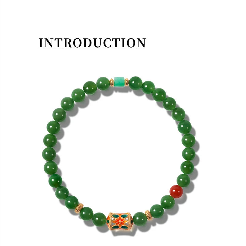 Hetian Jade Bead Bracelet | Tibetan Silver Minimalist