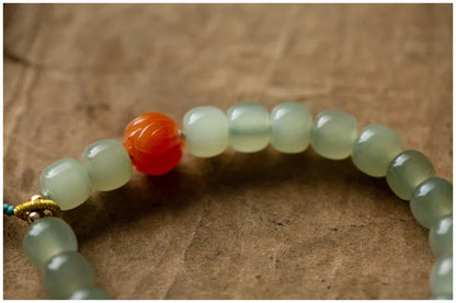 Hetian Jade 7mm Lotus String Bracelet — Nephrite Single Circle