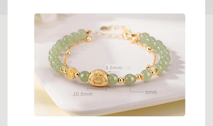 Dragon Zodiac Hetian Jade Double-Layer Lucky Bangle