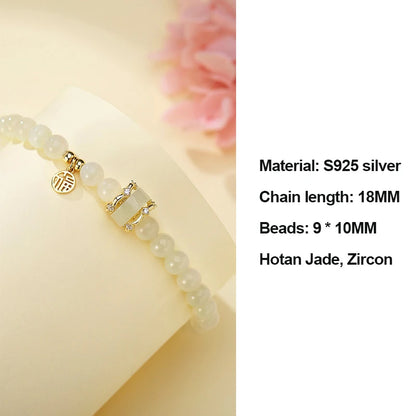 Natural A-Grade Jade Beaded Bracelet — Couple Amulet Gift