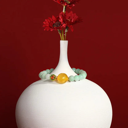 Mystic Green Jade Round Bead Bracelet for Women