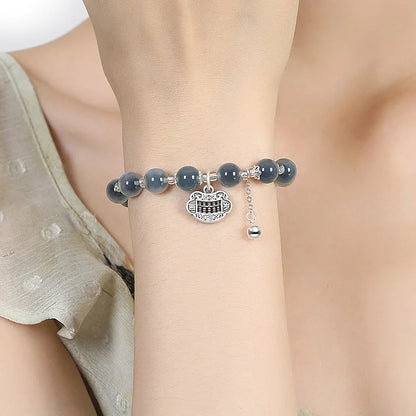 Sugar Heart Agate Tibetan Silver Safe-Lock Bracelet