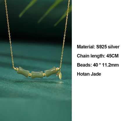 Green Gradient Bamboo Leaf Jade Stretch Bracelet