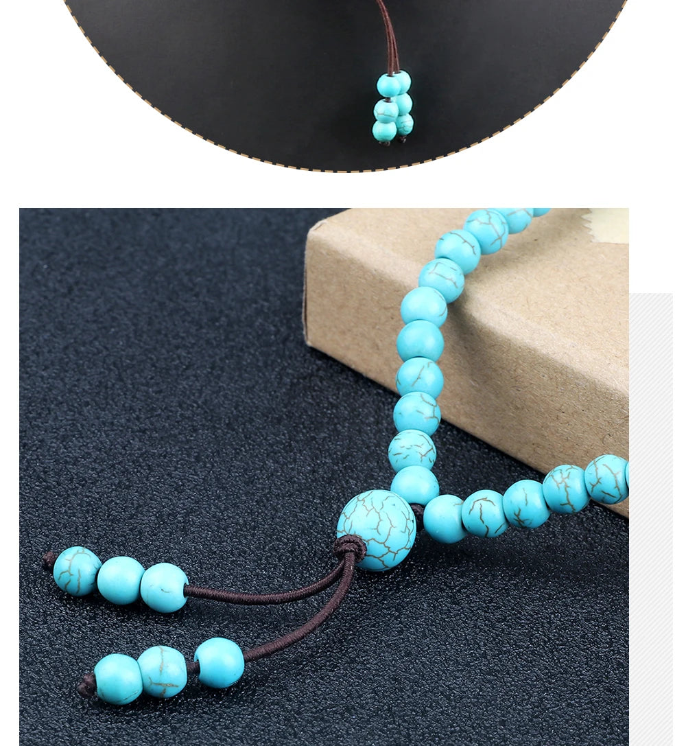 6mm浅蓝108念珠项链手链｜瑜伽冥想 弹力多圈 水元素开运