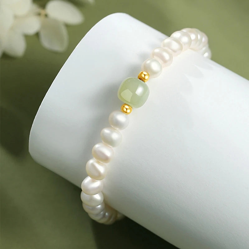 Hotan White & Light Green Jade Beads Bracelet – Lucky Luxury Gift