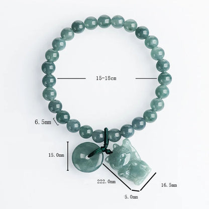 青玉福猫手串｜和田玉招财护身 女士蓝色吉祥手链