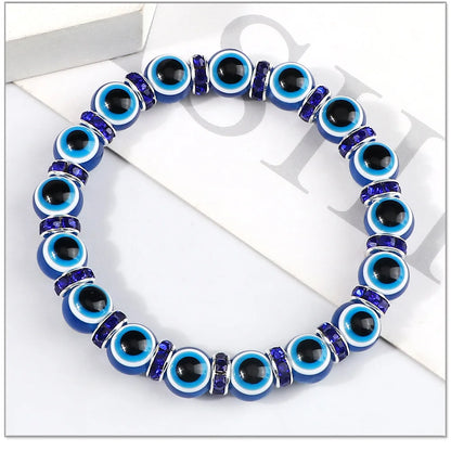 10mm Lucky Blue Evil Eye Bracelet with Charm Pendants