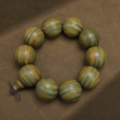 Green Buddha Sandalwood Bracelet — Ethnic Feng Shui Charm