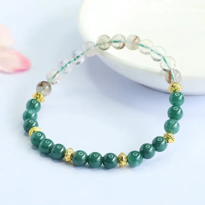 White & Blue A-Type Jade 6mm Bead Bracelet — Wealth Talisman