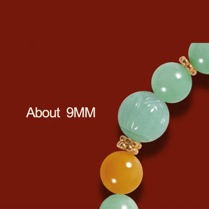 Natural Myanmar & Hotan Yellow Jade Bead Bracelet｜Plum Blossom Charm for Protection