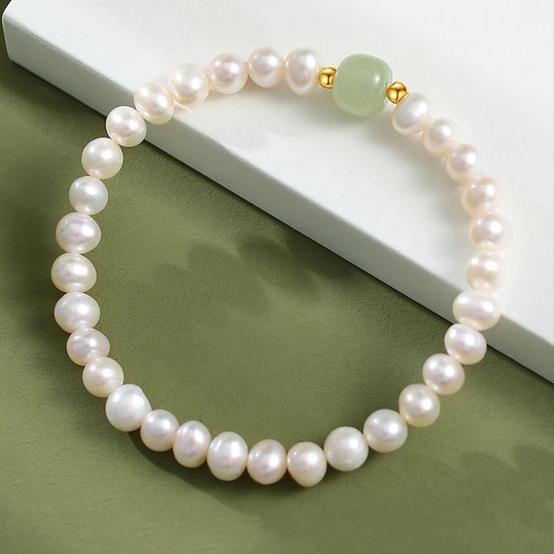 Hotan White & Light Green Jade Beads Bracelet – Lucky Luxury Gift