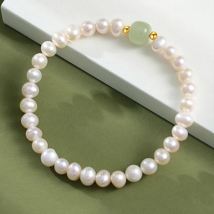 Hotan White & Light Green Jade Beads Bracelet – Lucky Luxury Gift