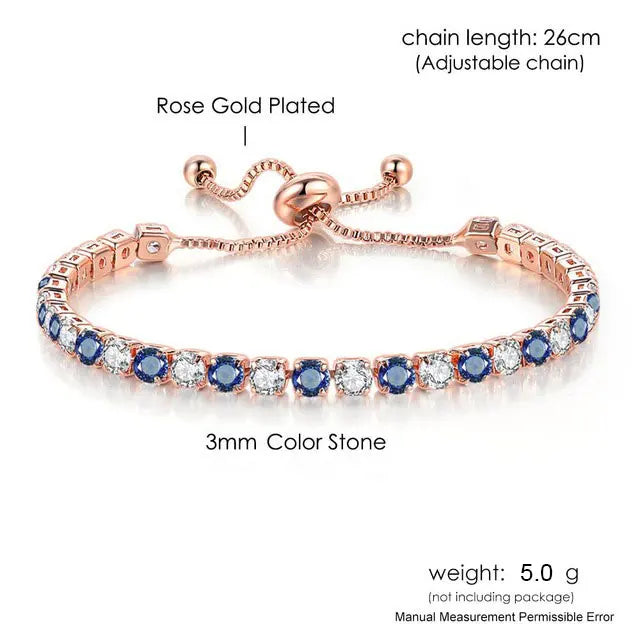 Mystic Blue Zirconia Adjustable Tennis Bracelet