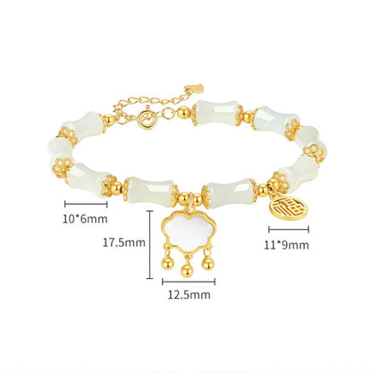 Hetian Olive Jade Bracelet - Bamboo Knot Adjustable Charm