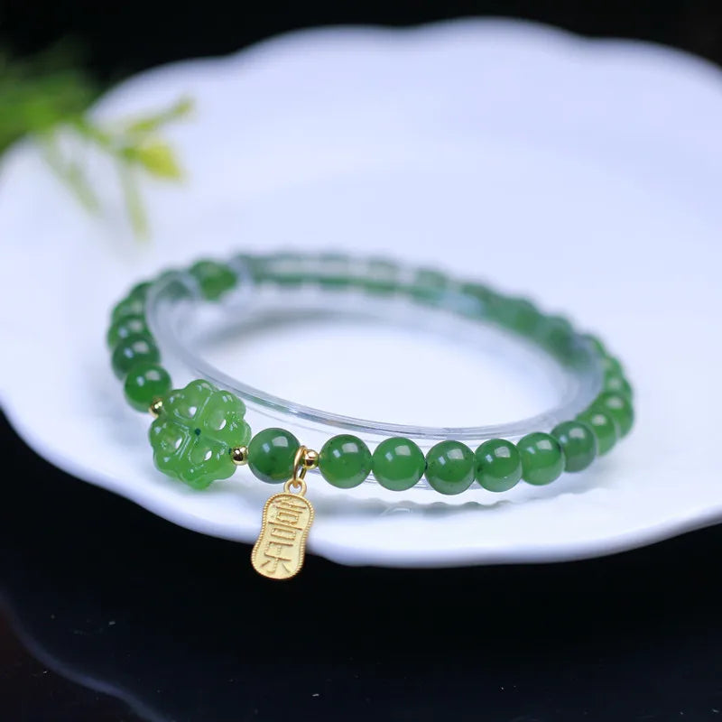 Lucky Jade Antique Gong Bell Bracelet — Boho Feng Shui Charm