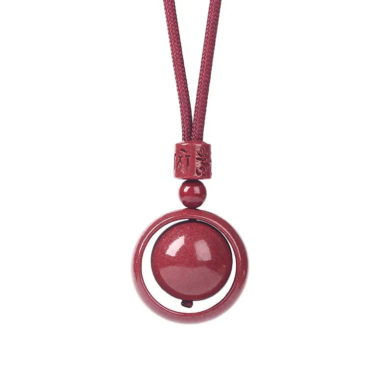 Cinnabar Six-Character Birth-Year Pendant Necklace