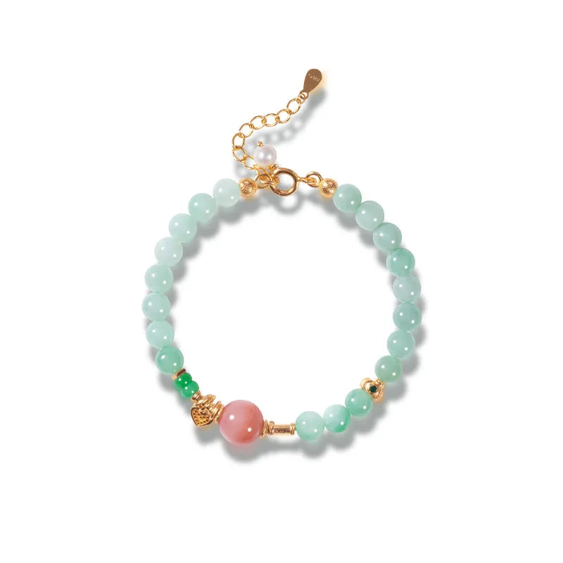 Myanmar Jade 7mm Pink Gold-Plated Bracelet – Feng Shui Charm