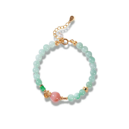 Myanmar Jade 7mm Pink Gold-Plated Bracelet – Feng Shui Charm