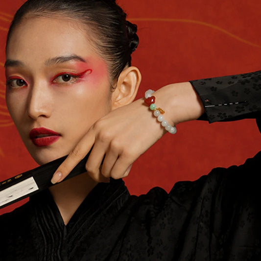 Light Purple Hetian Jade & Pearl Bracelet｜Elegant Continuous Hand String Gift