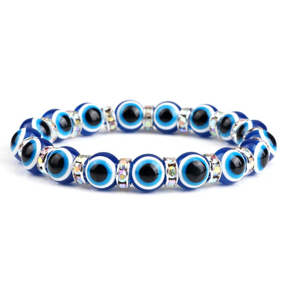 10mm Lucky Blue Evil Eye Bracelet with Charm Pendants