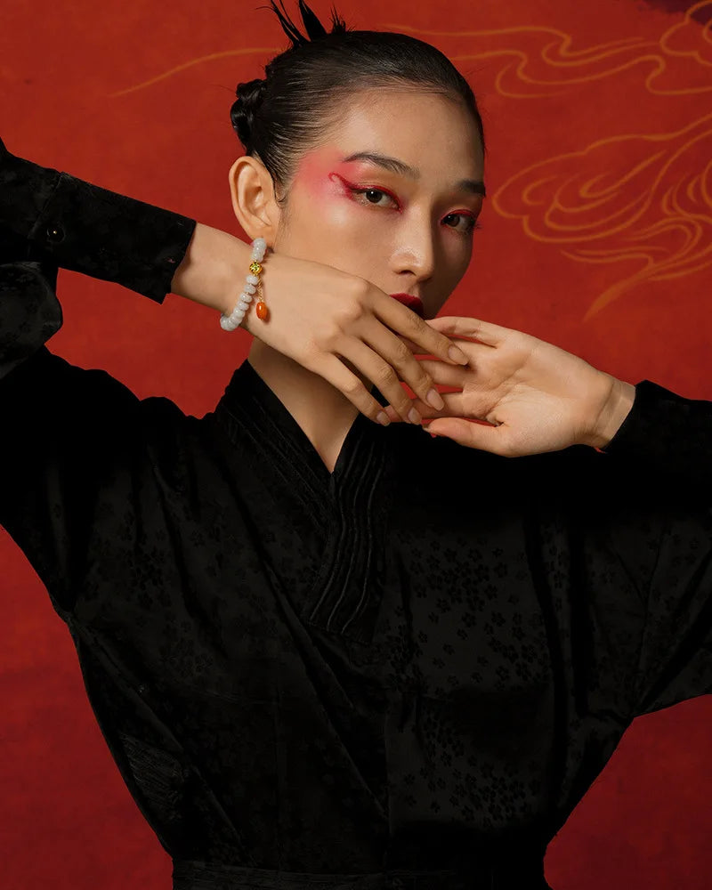 Emerald Rhodochrosite Bead Bracelet with S925 Agate