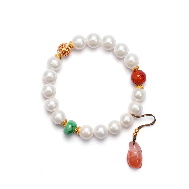 White Natural Freshwater Pearl Strand Bracelet｜Feng Shui Elegance