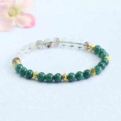 White & Blue A-Type Jade 6mm Bead Bracelet — Wealth Talisman