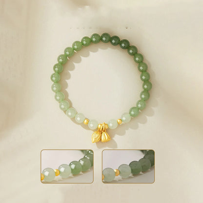 Lotus Seedpod Hetian Jade Elastic Bracelet — Vintage Student Beads