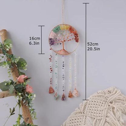 粉水晶生命之树捕光挂饰｜招爱转运能量水晶