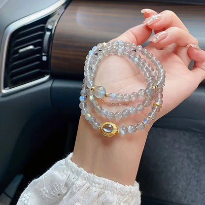 Moonlight Gray & Blue Treasure Bead Bracelet — Unisex Feng Shui Gift