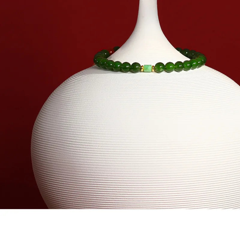 Hotan Jade & Tibetan Silver Bracelet — Light Luxury Amulet